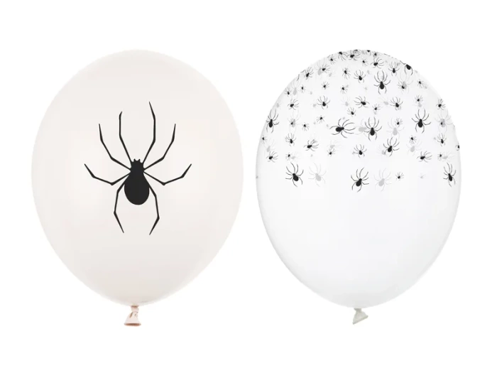 Balon gumowy biały z pająkiem mix wzorów 1 szt.