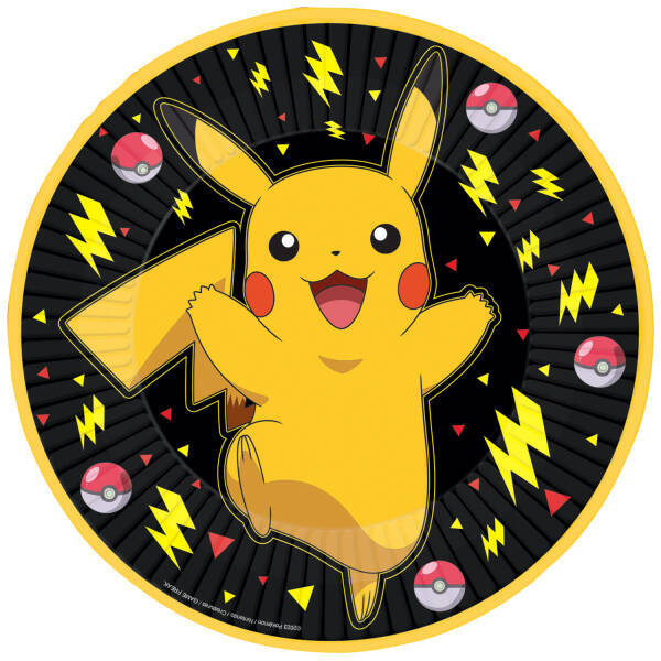 Talerzyki papierowe POKEMON Pikachu 23cm 8 szt.