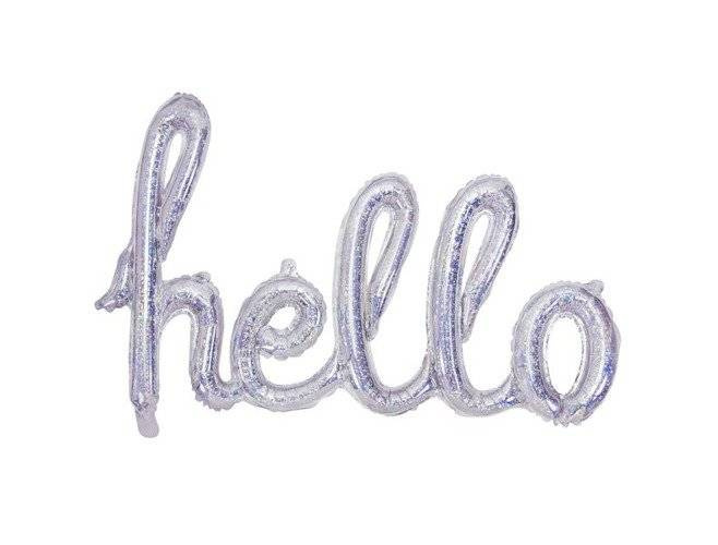 Napis "hello" holograficzny balon foliowy 72x45 cm