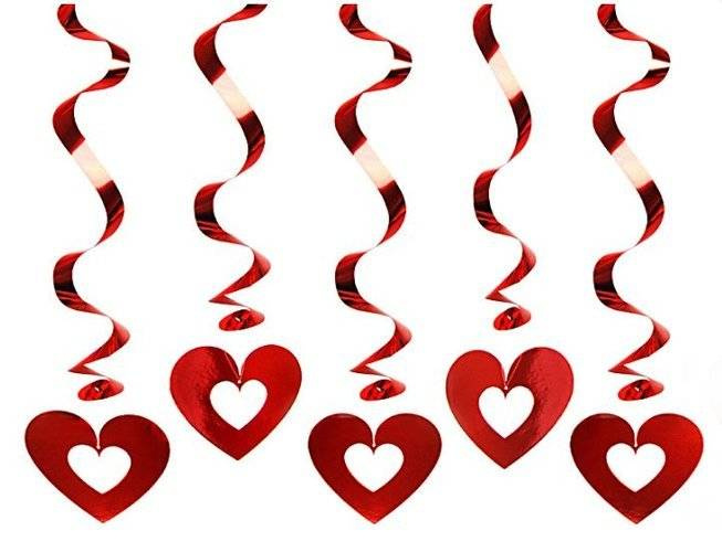 Girlanda świderki serca czerwone 5 szt