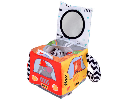 Miękka Kostka Sensoryczna Pojazdy pudełko z chusteczkami montessori