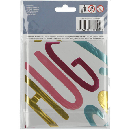 Balon foliowy okrągły Hugs and Good Vibes kolorowy 45 cm