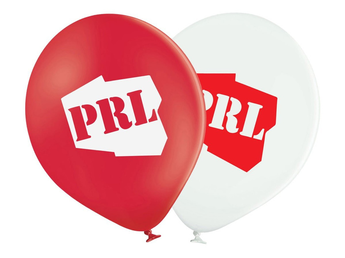 Balony gumowe z nadrukiem PRL - 12 cali biało czerwone - 6 szt.