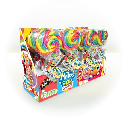 Okrągły, wielokolorowy lizak Mike Pop Swirl