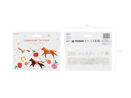 Tatuaże zmywalne wodne dla dzieci KONIE 16 szt.