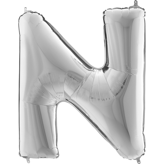 Balon foliowy litera N alfabet srebrna 40 cali