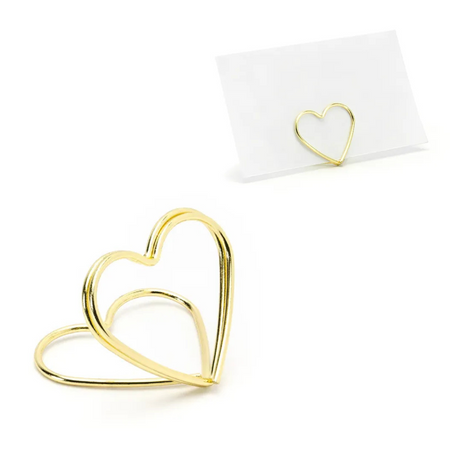 Stojaki na winietki serca złote 2,5 cm zestaw 10 szt.