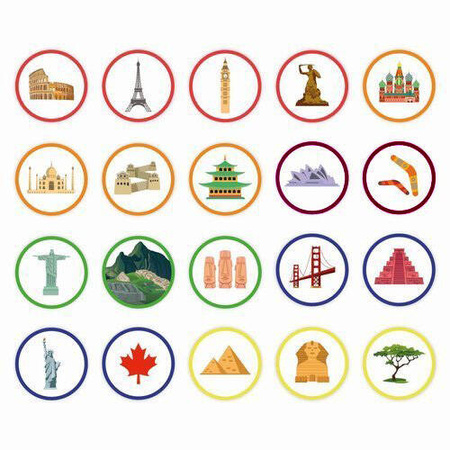 Zestaw Mata Edukacyjna Mapa Świata Zabytki 20 rzepów