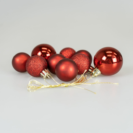 Bombki choinkowe czerwone w ozdobnej kuli (9 szt.)