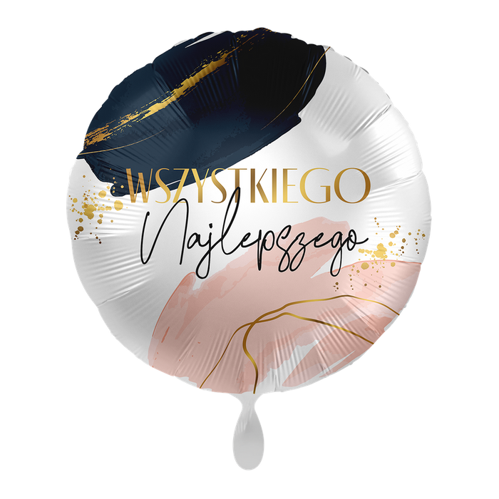 Wszystkiego Najlepszego glamour balon foliowy okrągły 18 cali