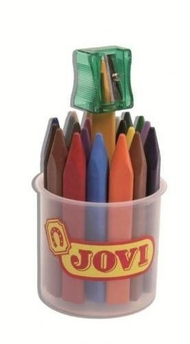 Kredki świecowe 16 kolorów trójkątne + temperówka JOVI