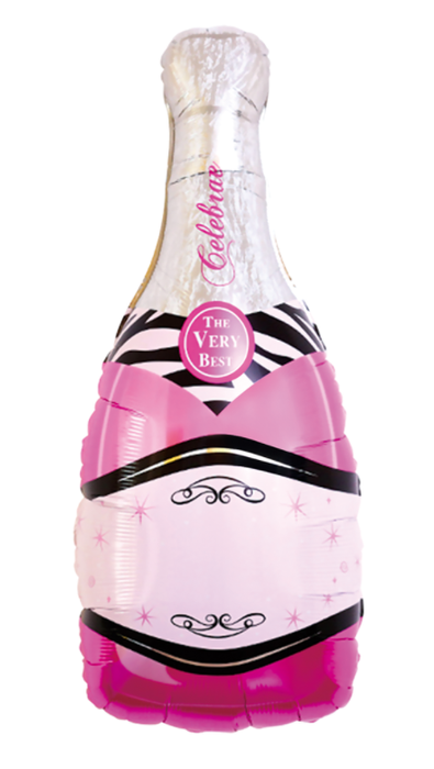 Szampan butelka balon foliowy ciemny róż 105 cm
