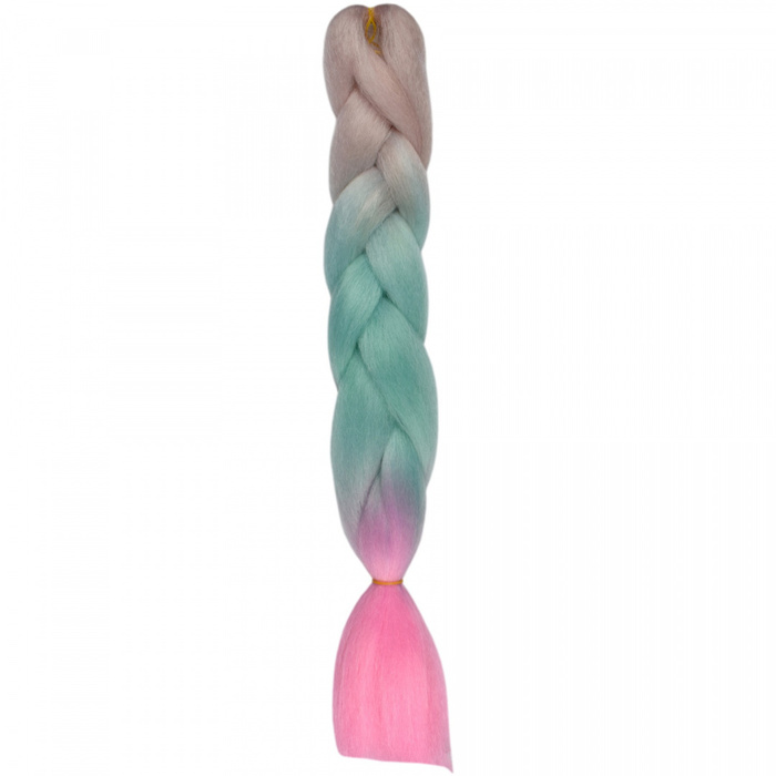 Włosy syntetyczne warkocze warkoczyki 60 cm OMBRE - różowo turkusowe