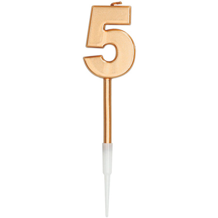 Świeczka urodzinowa na tort cyfra Brązowa Metaliczna 1 szt.