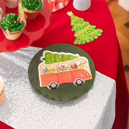 Bieżnik na stół cekinowy SREBRNY 200 x 28 cm