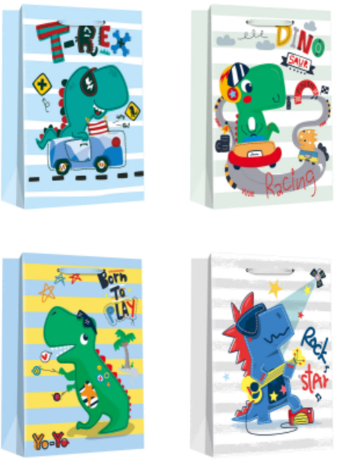 Torebka prezentowa 26 x 32 cm dinozaury mix