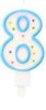 Świeczka urodzinowa "8" kropeczki niebieska
