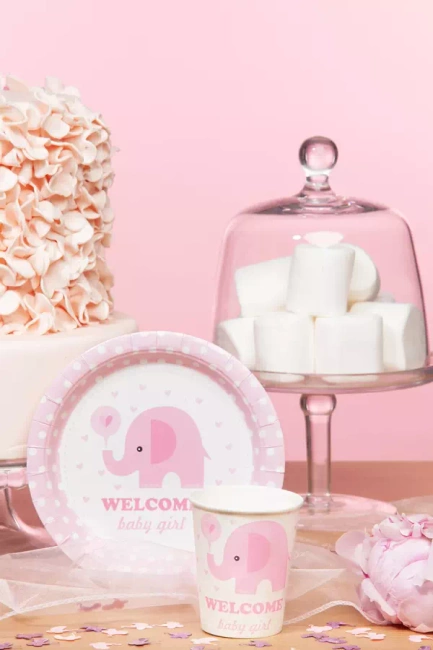 Talerzyki na BABY SHOWER 18 cm SŁONIK