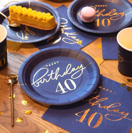 Serwetki papierowe 40 URODZINY granatowe 33 x 33 cm 10 szt.