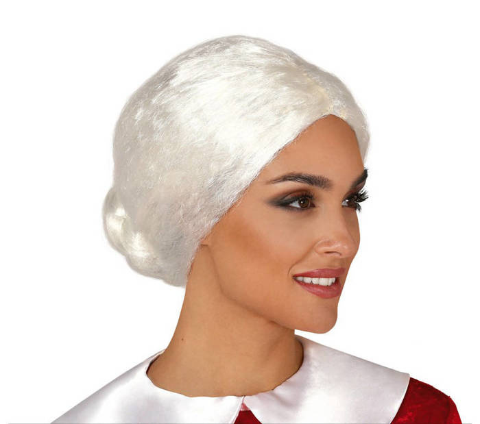 Peruka Pani Mikołajowej biała krótka Święta