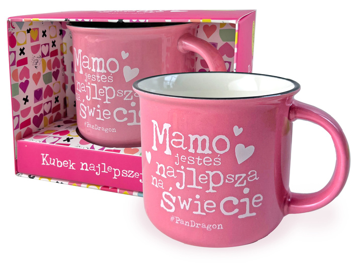 Kubek dla mamy prezent na Dzień Matki różowy 350 ml