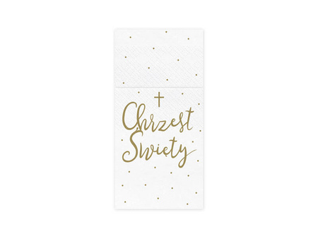 Kieszonki na sztućce etui serwetki papierowe ''Chrzest Święty'', białe 6 szt.