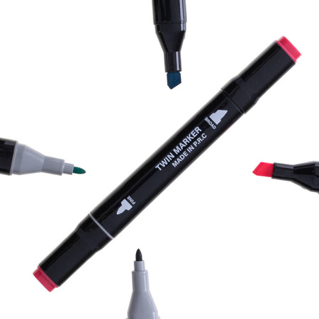 Markery Dwustronne zestaw 48 szt. w Etui