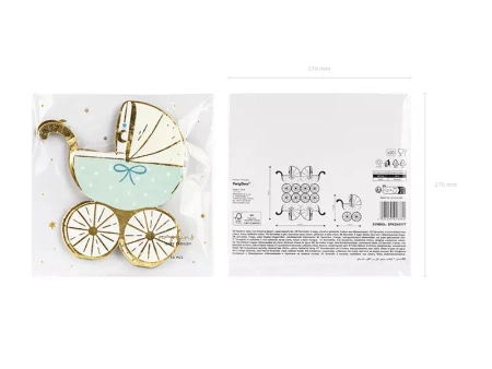 Serwetki WÓZECZEK niebieski baby shower 14 x 15 cm 20 szt.