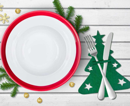 Etui Pokrowiec na sztućce filcowy CHOINKA 4 szt.