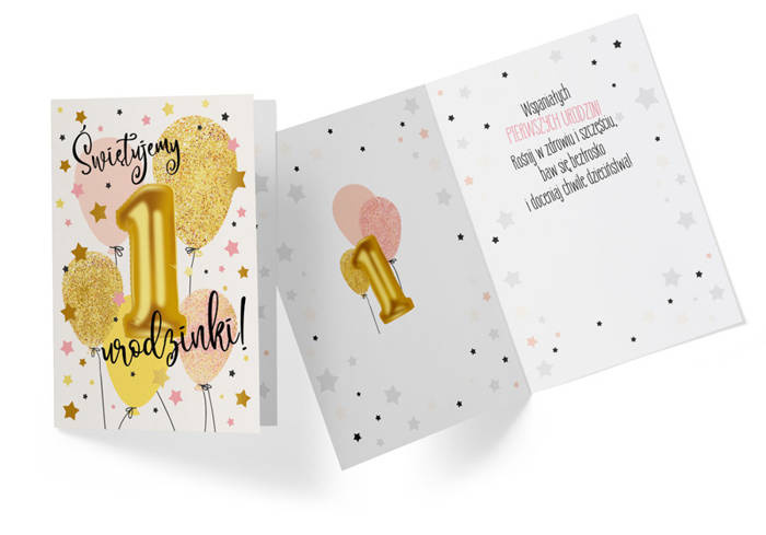 Kartka okolicznościowa ROCZEK "Świętujemy 1 Urodzinki"