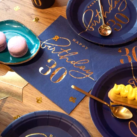 Serwetki papierowe 30 URODZINY granatowe 33 x 33 cm 10 szt.
