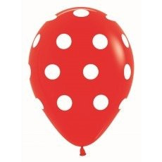 Balon Sempertex Czerwony w białe Kropki 12'' 1 szt