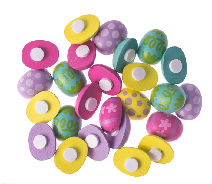 Naklejki drewniane kolorowe pisanki Wielkanocne 24 szt.