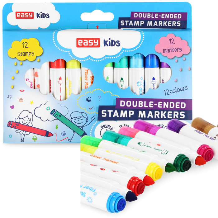 Mazaki pisaki ze stemplami 12 kolorów Easy