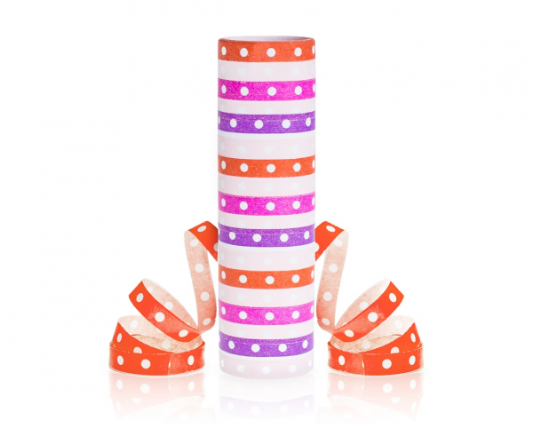 Serpentyna papierowa w grochy różowo-czerwona