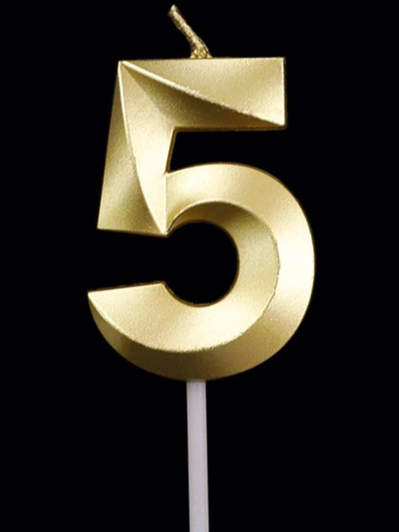 Świeczka urodzinowa na tort cyfra elegancka złota mała 1 szt.