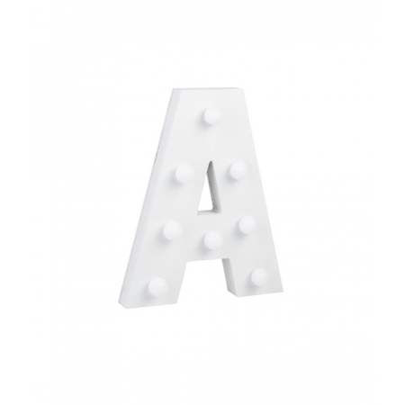 Świecąca Litera LED "A" Light Letter, drewniana biała 17x12 cm