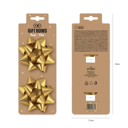 Kokarda prezentowa rozeta matowa złota 7,6 cm 2 szt.