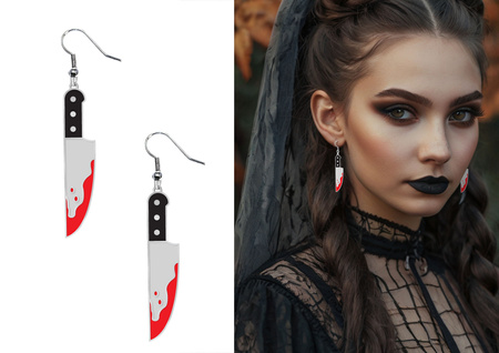 Kolczyki zakrwawione noże Halloween