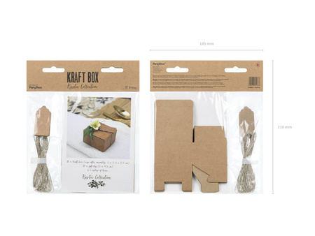 Pudełka na prezenty z zawieszkami KRAFT 6 cm 10 szt.