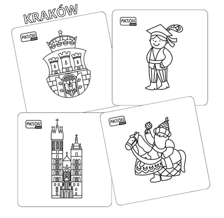 Karty do zabaw KRAKÓW zestaw 15 szt. do kolorowania