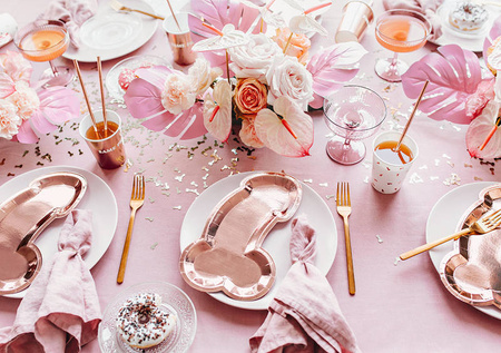 Talerzyki papierowe złoty róż Penis 26,5 x 15,5 cm 6 szt.