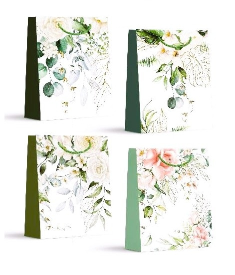 Torebka prezentowa kwiaty i liście Floral  24x18x8,5 cm mix wzorów