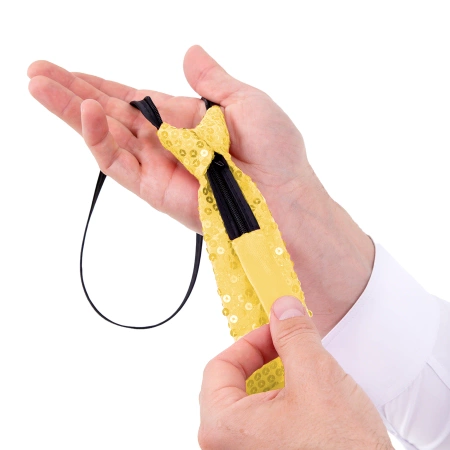 Krawat cekinowy złoty 36 cm na Sylwestra i karnawał