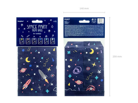 Torebki prezentowe na słodycze Kosmos 13x14 cm 6 szt.