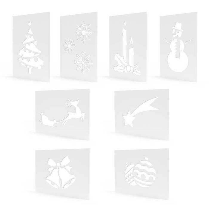 Świąteczne Szablony sztuczny śnieg spray 8 szt.