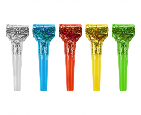 Gwizdek trąbka rozwijane błyszczące HOLOGRAFICZNE gwizdki 1 szt.
