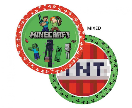 Talerzyki papierowe Minecraft 23 cm 8 szt. mix