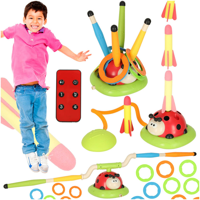 Gra zręcznościowa dla dzieci skakanka wyrzutnia rzut do celu biedronka 3w1