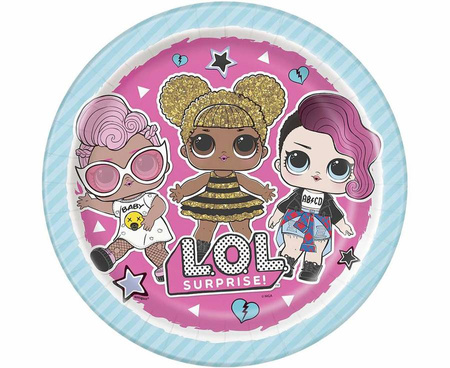 Talerzyki papierowe LOL Surprise okrągłe 23 cm 8 szt.